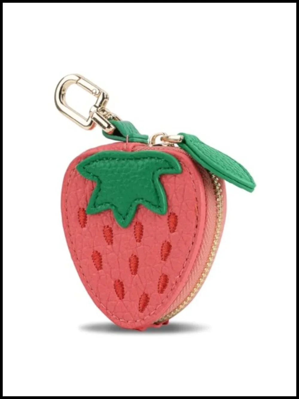 Faux Leather Coin Purse Keychain Airtag Holder Strawberry Bag Charm